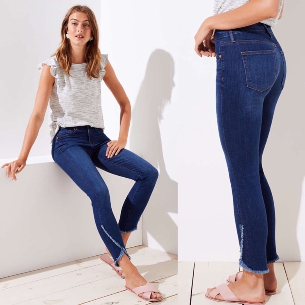 Loft petite modem skinny tulip hem jeans